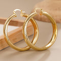 Gold Tone Engraved Twist Large Hoop Earrings Polished Metal Jewelry view 3