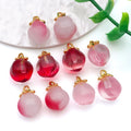 Four-Color Two-Tone Peach Glass Charm Collection with Green Leaves view 2
