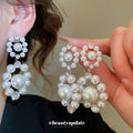 Silver Pearl Cluster Crystal Drop Earrings Decorative Jewelry view 1