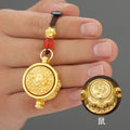 Brass Zodiac Wealth Bowl Keychain with Braided Pixiu Charm Cord