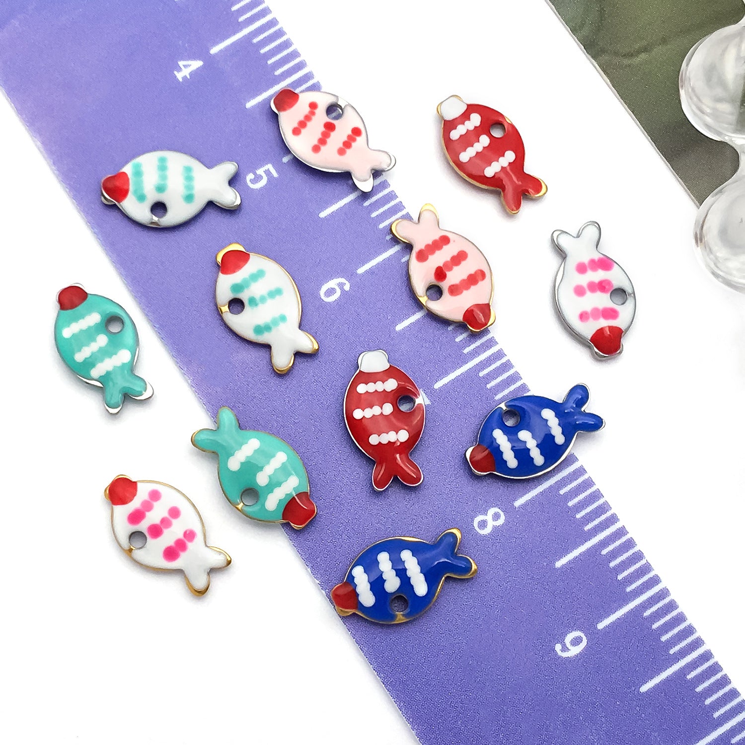 Enamel Stainless Steel Little Fish Charm Pendants for Necklace Earring DIY Jewelry Making