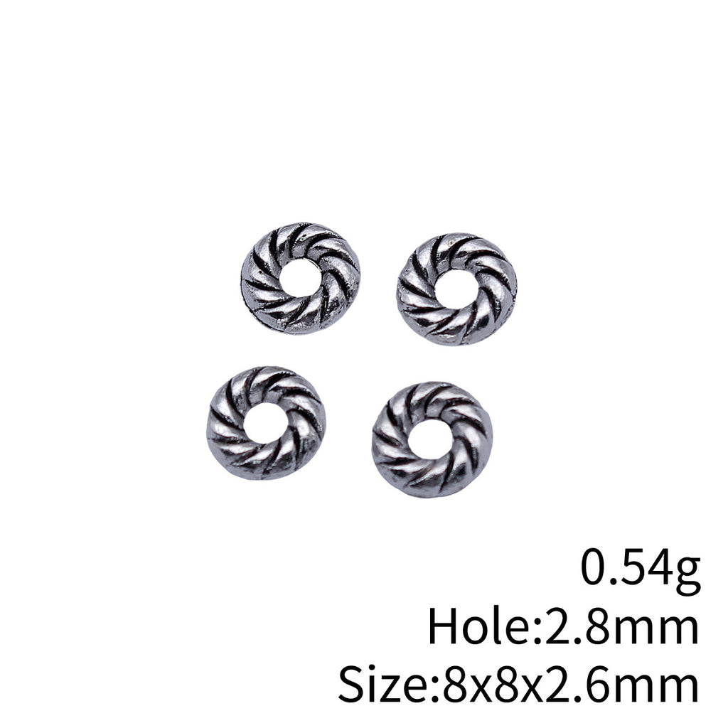 8x8x2.6mm 0.54g Antique Silver Zinc Alloy Twisted Round Spacer Beads for Bracelet Necklace DIY Jewelry