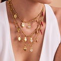 Heart Ladybug Chili and Medal Charm Necklace Collection in Gold Tone view 3