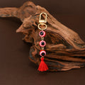 Evil Eye Beaded Keychain With Tassel And Gold Swivel Clasp Bag Charm view 3