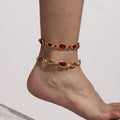 Gold Oval Bezel Bracelet Czech Glass Station Links view 4