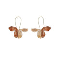 Orange Cream Petal Double Flower Long Hook Earrings view 5