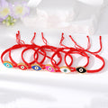 Red Woven Cord Lash Evil Eye Adjustable Bracelets in Six Colors view 5