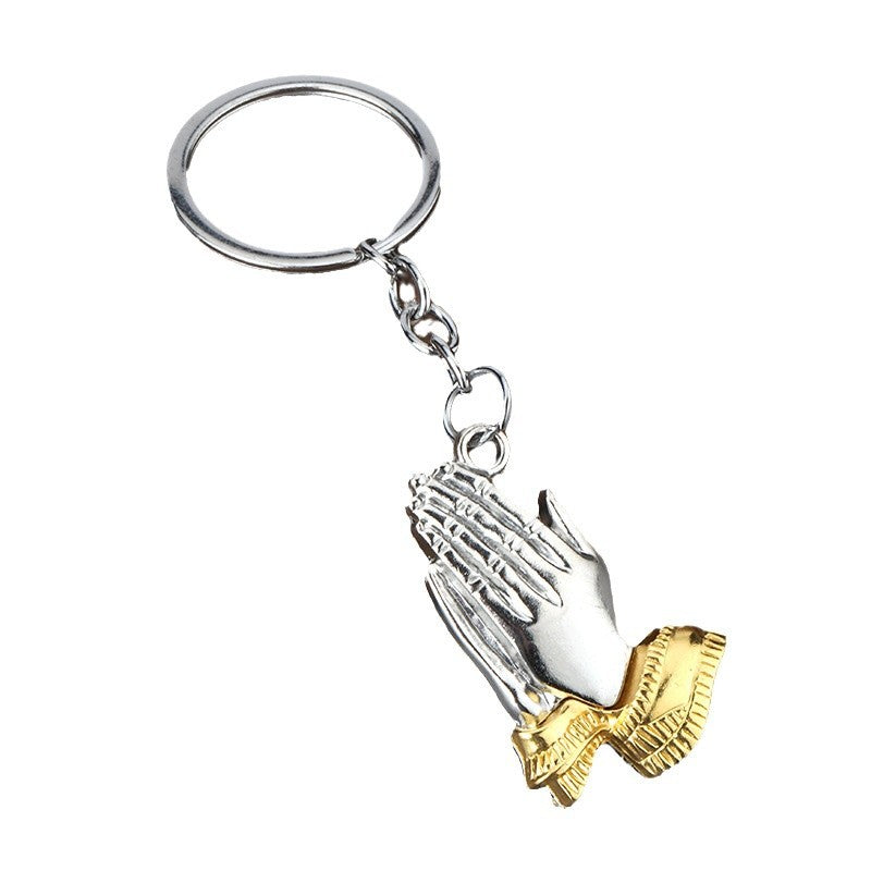 Praying Hands Pendant Zinc Alloy Keychain Gift for Men Women