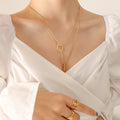 Gold Double Layer Square and Bar Geometric Necklace view 1