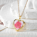 Gold Heart Locket Necklace Pressed Flower Photo Case 8 Styles view 10
