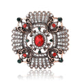 Ornate Red Crystal Baroque Brooch in Two Finishes for Jackets and Scarves view 1