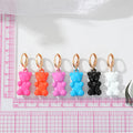 Gold Tone Colorful Resin Gummy Bear Huggie Drop Earrings view 2