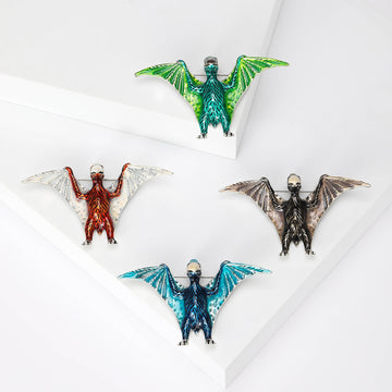 Colorful Flying Pterosaur Brooch with Wide Enamel Wings