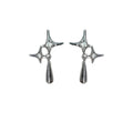 Silver Star Drop Earrings Clear Stones And Metal Teardrop view 5