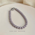 Purple Glass Pearl Bracelets Silver Clasp Four Sizes view 9
