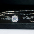 Cushion Crystal Solitaire Necklace in Silver Tone Jewelry view 1