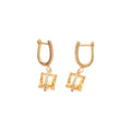 Gold Yellow Square Crystal Pendant Necklace Drop Earrings view 5