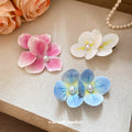 Pink White Ombre Flower Pearl Duckbill Hair Side Clip view 4