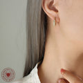 Gold Multicolor And Clear Pave Zircon U Hoop Earrings view 3