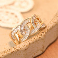 Baguette Clear Stone Chain-Link Wide Ring In Polished Gold Tone view 3