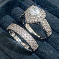 Heart-Shaped Solitaire Halo Two-Ring Set In Three Metal Tones view 4