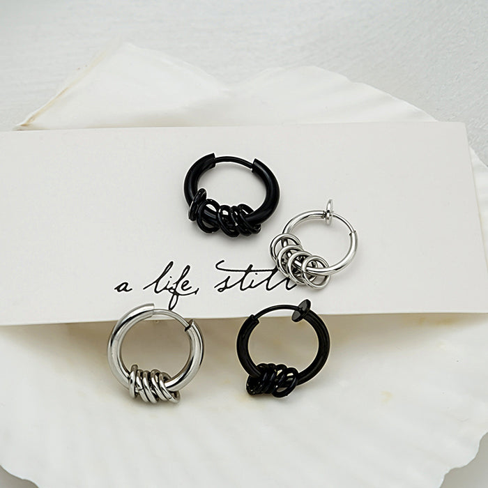 Single Metal Hoop Earrings Coiled Multi Ring Charm