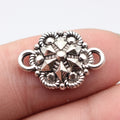Antique Silver Floral Diamond Connectors in Two Sizes view 3