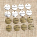 Round Handmade Script Metal Charms in Silver and Bronze Tones view 4