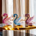 Gradient Crystal Swan Keychains in Blue Fuchsia Purple and Assorted Colors view 6