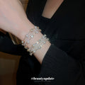 Three Mixed Multirow Pearl Like Crystal Open Cuffs In Two Tones view 4