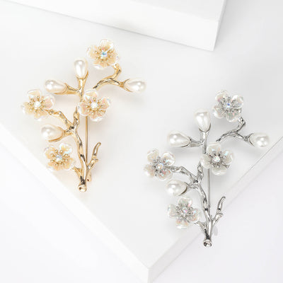 Pearl blossom branch shown from the front