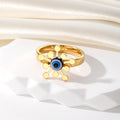 Gold and Silver Tone Flower Evil Eye Fashion Rings view 8