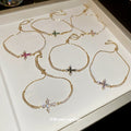 Gold Tone Pink Cross Crystal Slider Bracelet With Extra Gallery Colors view 2