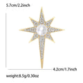 Gold Silver Pearl Rhinestone Eight Point Star Brooch view 5