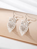 Silver Tone Openwork Owl Hook Earrings in Six Colors view 2