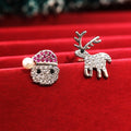 Silver Tone Santa And Reindeer Mismatched Stud Earrings view 4