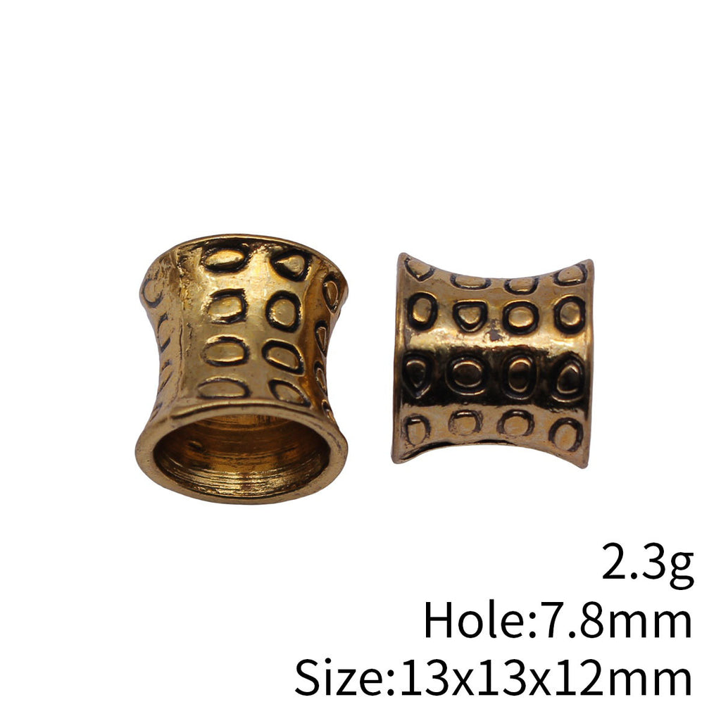13x13x12mm 2.3g Antique Gold Zinc Alloy Irregular Ring Textured Tube Dreadlock Beads for Hair Jewelry