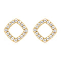 Gold Tone Clear Stone Open Rounded Square Stud Earrings For Women view 5