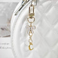Gold Tone Initial Letter Bag Charm with Pastel Enamel Bow view 7
