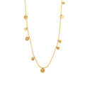 Gold Disc Station Necklace Hammered Coin Pendants Bead Chain view 5