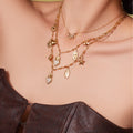 Sacred Heart Multi Charm And Bow Necklace Gold Steel view 4