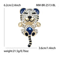 Gold Tone Rhinestone Tiger Brooch Enamel Ears Belly Accent Pin view 8