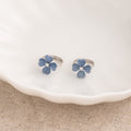 Icy Blue Four Leaf Clover Flower Small Stud Earrings view 4