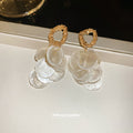 Gold Circle Stud Earrings With White Shell Disc Cascades view 2
