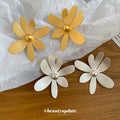 Matte Gold And Silver Tone Metal Flower Stud Earrings view 2