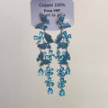 Crystal Butterfly Long Fringe Earrings in Blue and Clear Styles view 3