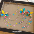 Multicolor Seed Bead Flower Long Tassel Drop Earrings view 2