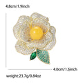 Layered Crystal Camellia Brooch with Yellow Center view 5