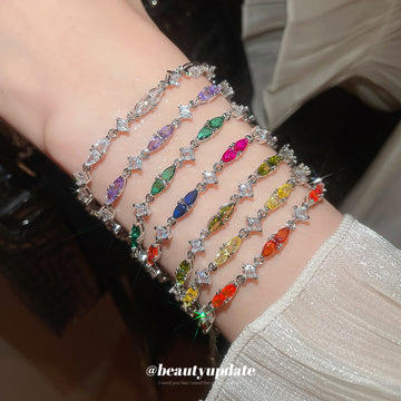 Seven Color Crystal Teardrop Chain Bracelets Jewelry Accessory