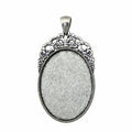 Leaf Detail Oval Cabochon Pendant Trays in Two Finishes view 3